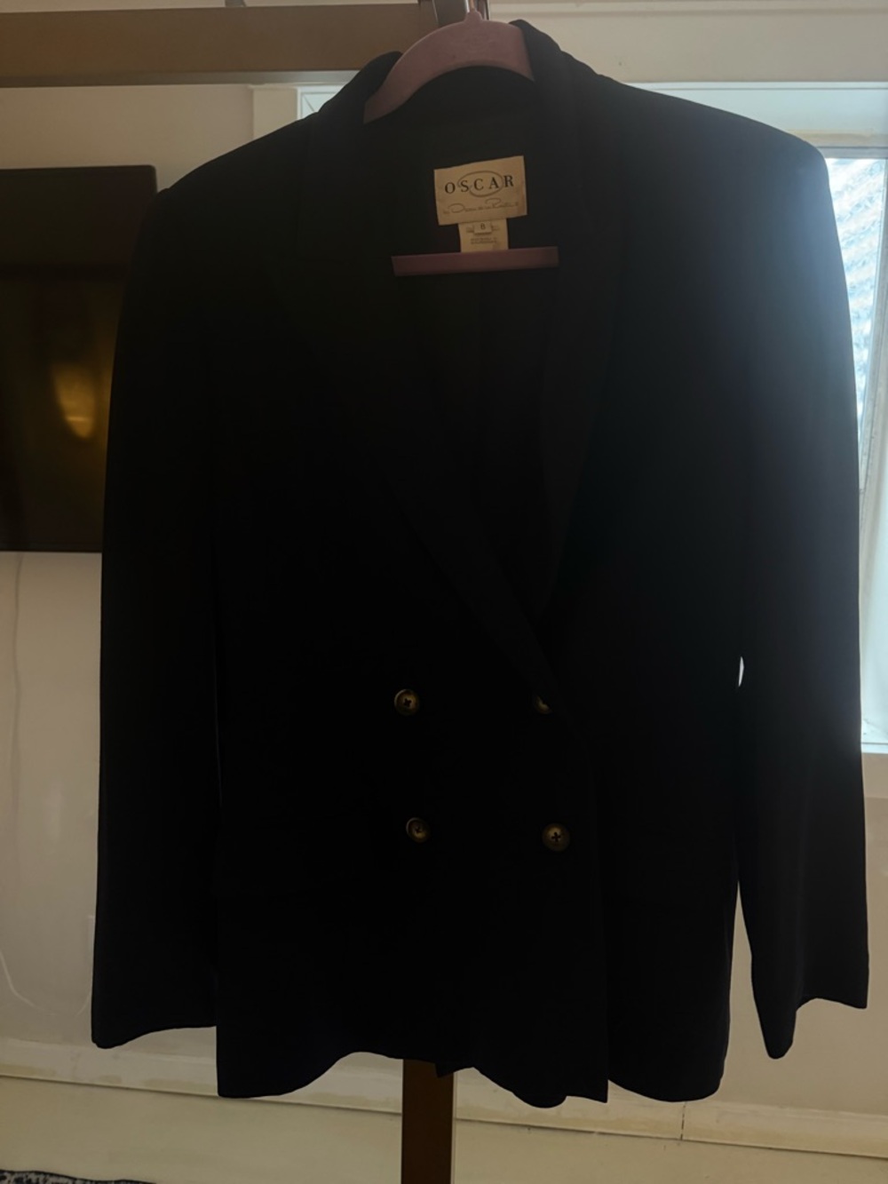 Vintage Oscar de la Renta Adele Navy Double-Breasted Blazer - Picture 6 of 10